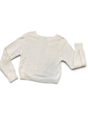 Aster White Crew Neck Fuzzy Sweater Size L